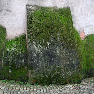 een hoek van een muur in het oude centrum van trier