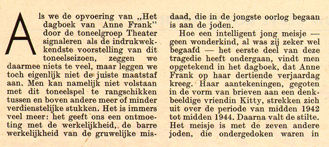 de indrukwekkendste voorstelling van het toneelseizoen...