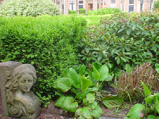een beeldje in een van de vele hofjes die groningen rijk is