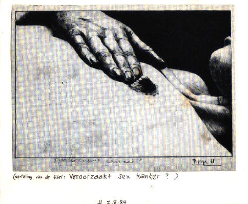 bij het scannen van foto's ontstaat er soms een raar textuurtje - veroorzaakt sex kanker, zo heet deze ets...
