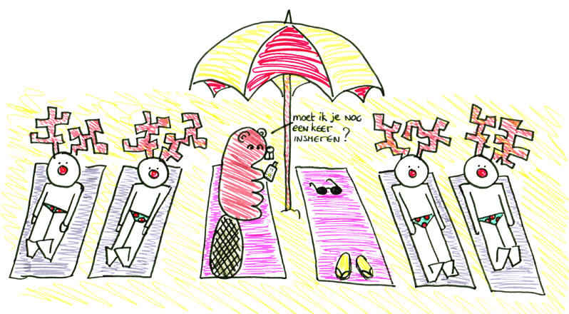 Johan de Bever en Olivier de Onzichtbare Aardappelkever hadden een leuke dag op het strand
