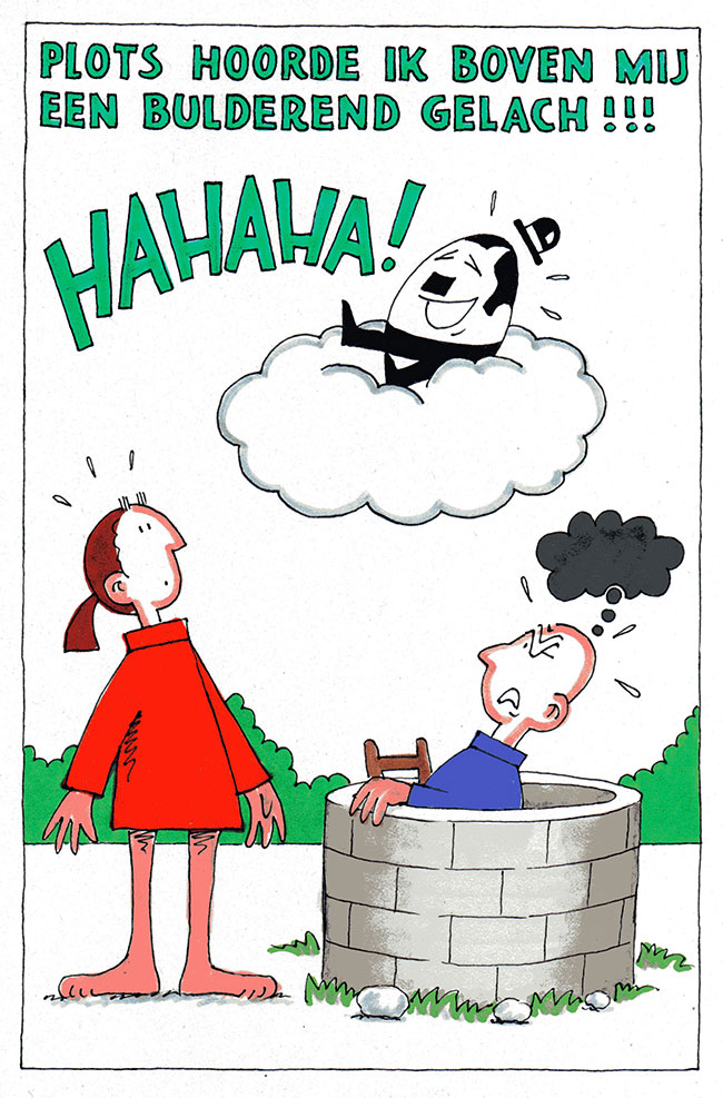 een bulderend gelach...