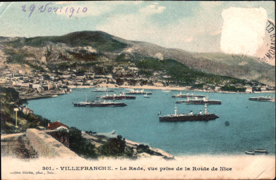 29 november - villefranche - blijkbaar zat er ook nog een postzegel op de voorkant...