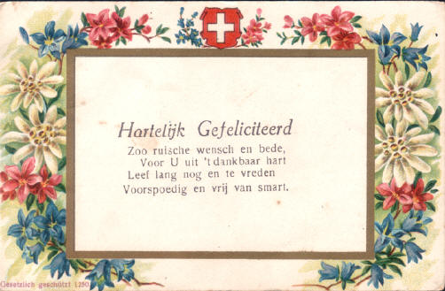 zoo ruische wensch en bede voor u uit 't dankbaar hart...