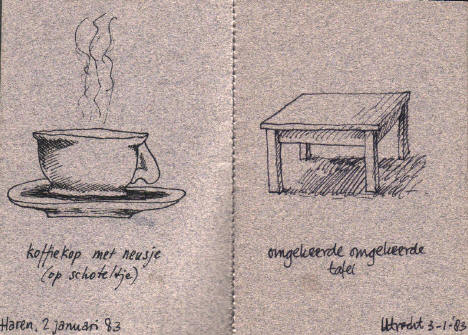 koffiekop met neusje - omgekeerde omgekeerde tafel