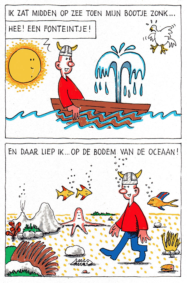 en daar liep ik op de bodem van de oceaan...