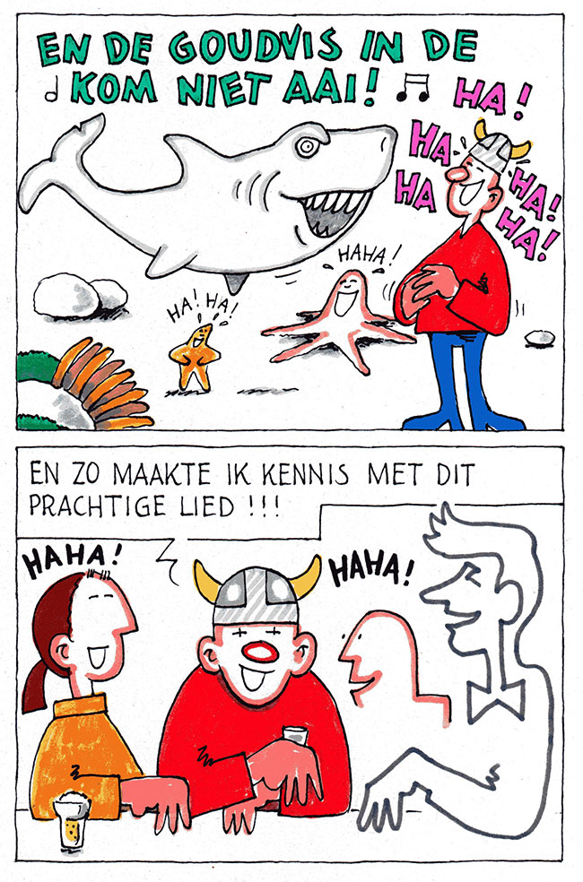 en de goudvis in de kom niet aai...