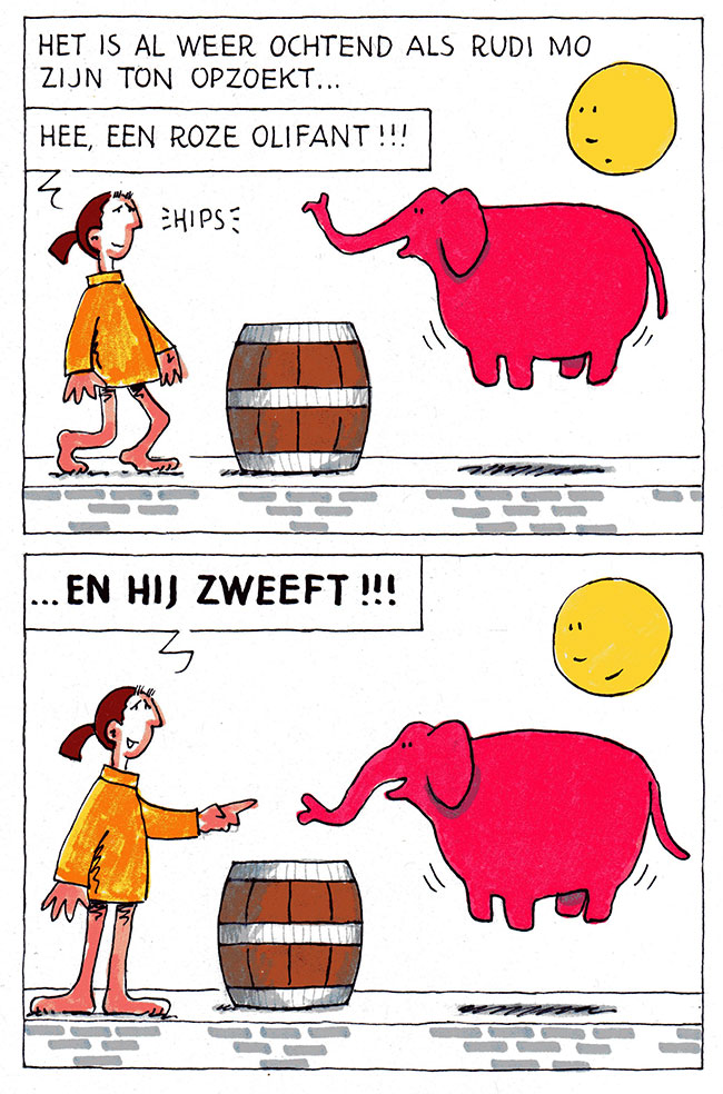 hee, een roze olifant...