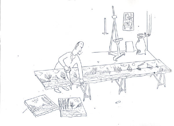 tekening saul steinberg, vóór 1945