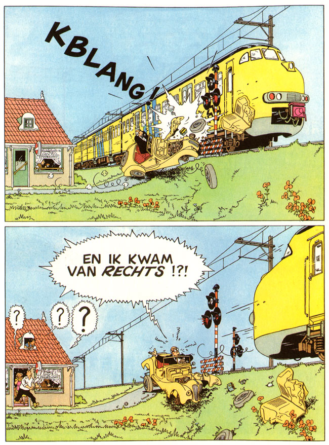 van oekel botst op trein...