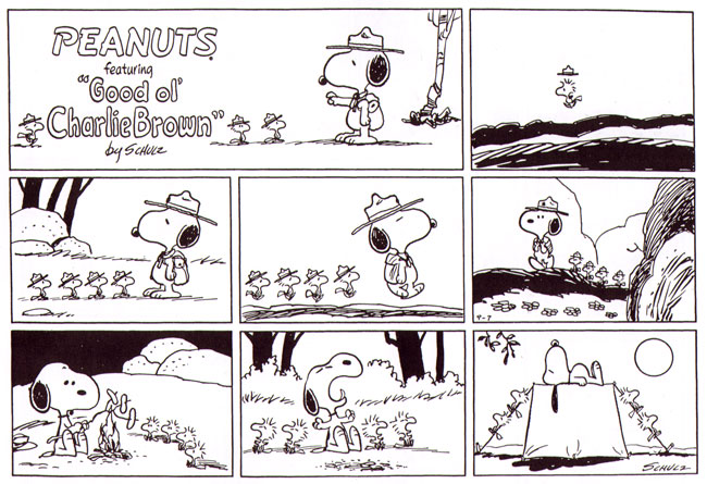 snoopy op trektocht met woodstock en vriendjes...