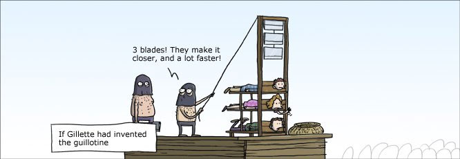 als gilette de guillotine had uitgevonden