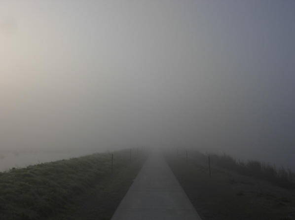 fietspad in de mist..