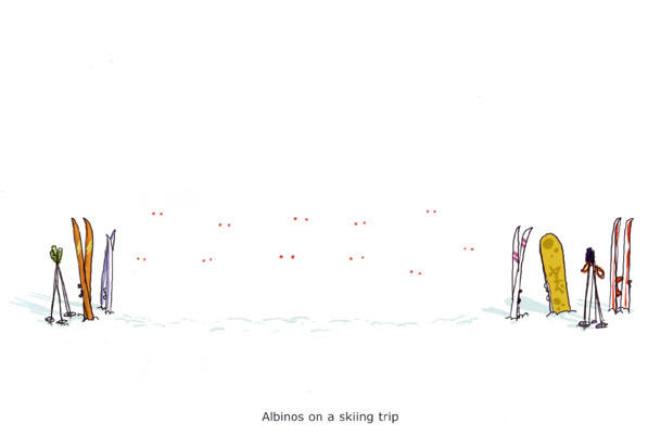 albino's op skireis...