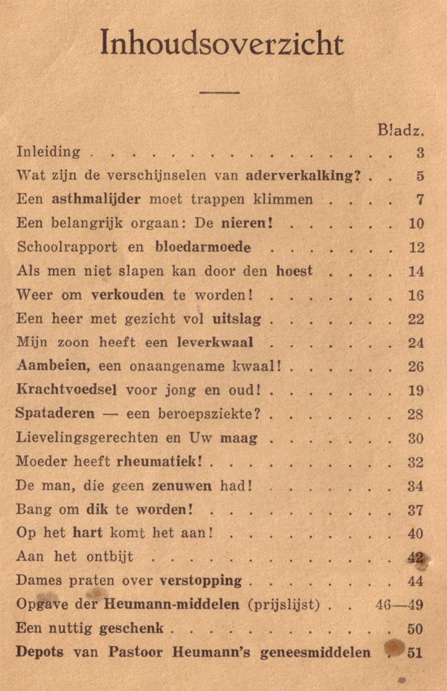 de inhoudsopgave...