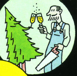 kerstboom proost met zijn omzager...