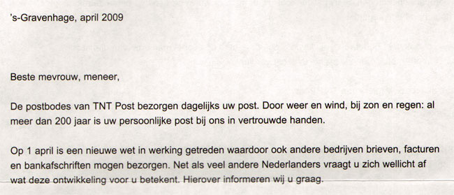 opening van de brief...