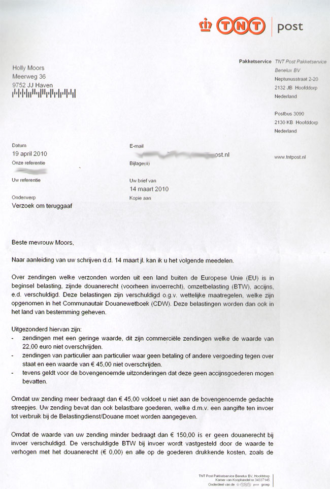 Categorie verhoging Soms tnt post speelt voor douane...