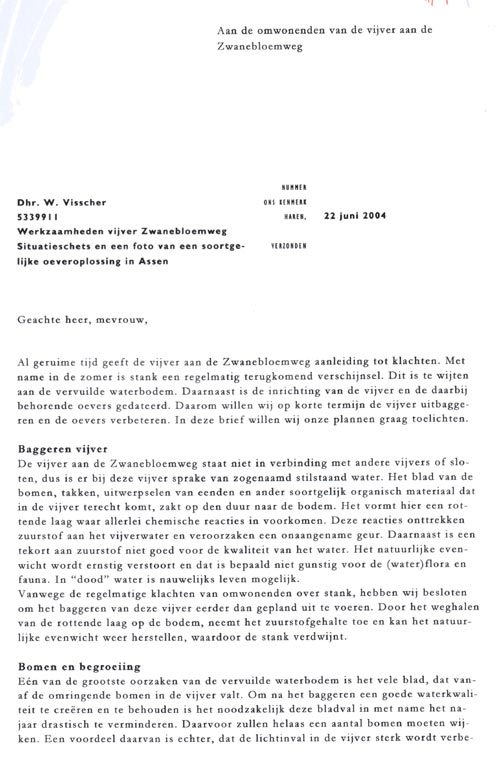 eerste deel van de brief van de gemeente