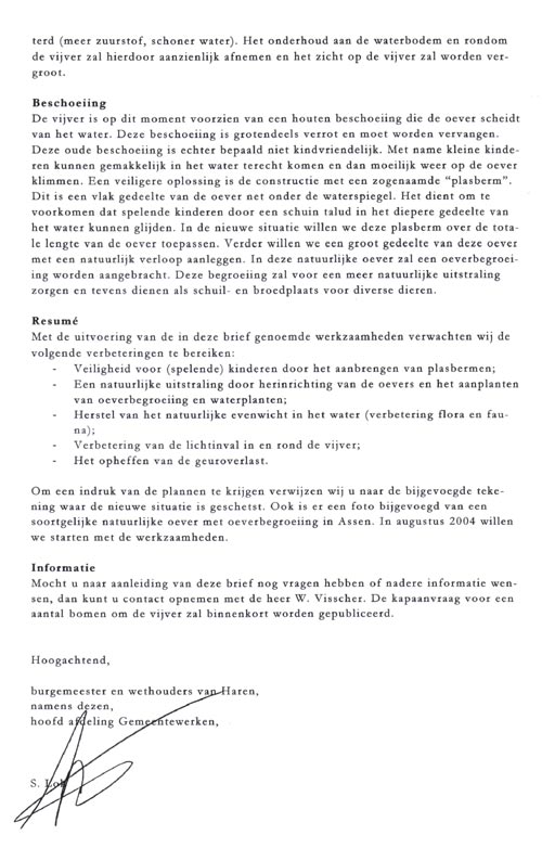 tweede deel van de brief van de gemeente
