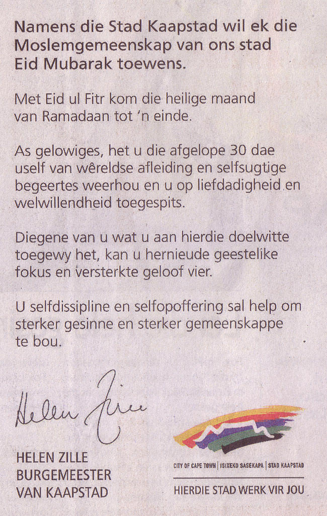 namens de stad kaapstad...