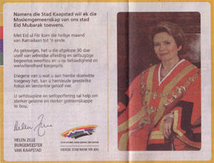boodschap van de burgemeester van kaapstad...
