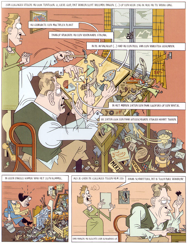 schwitters maakt een collage...