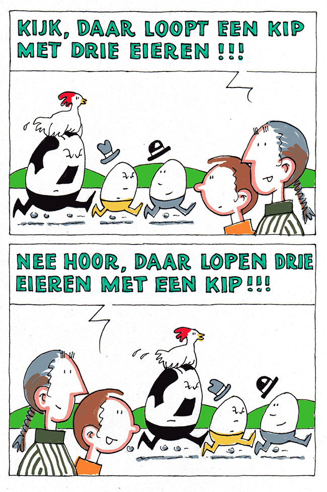 drie eieren en een kip...