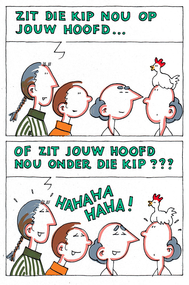 kip op hoofd...