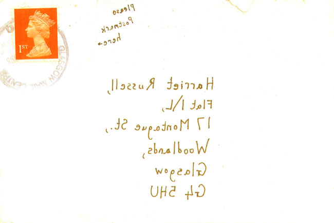 spiegelschrift, met de stempel links, zoals gevraagd...