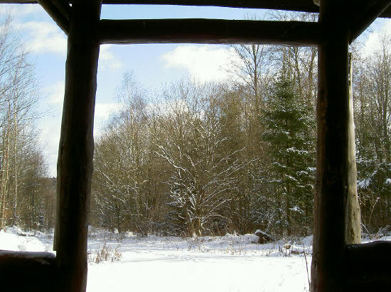 in de hut...