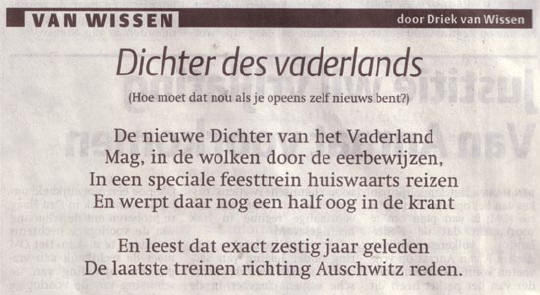 driek van wissen dichter des vaderlands - uit dagblad van het noorden...