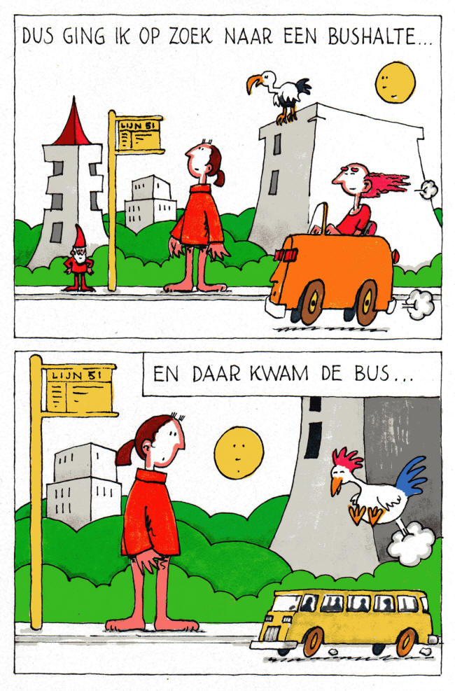 naar de bushalte...