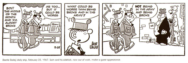 sam op beozek bij beetle bailey