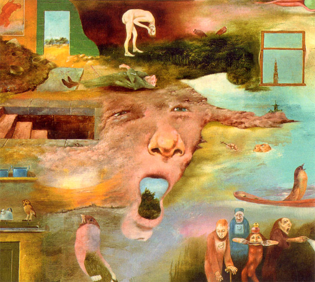 detail van een groot schilderij