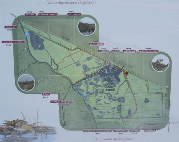kaart van het groninger landschap met in rood het fietspad...
