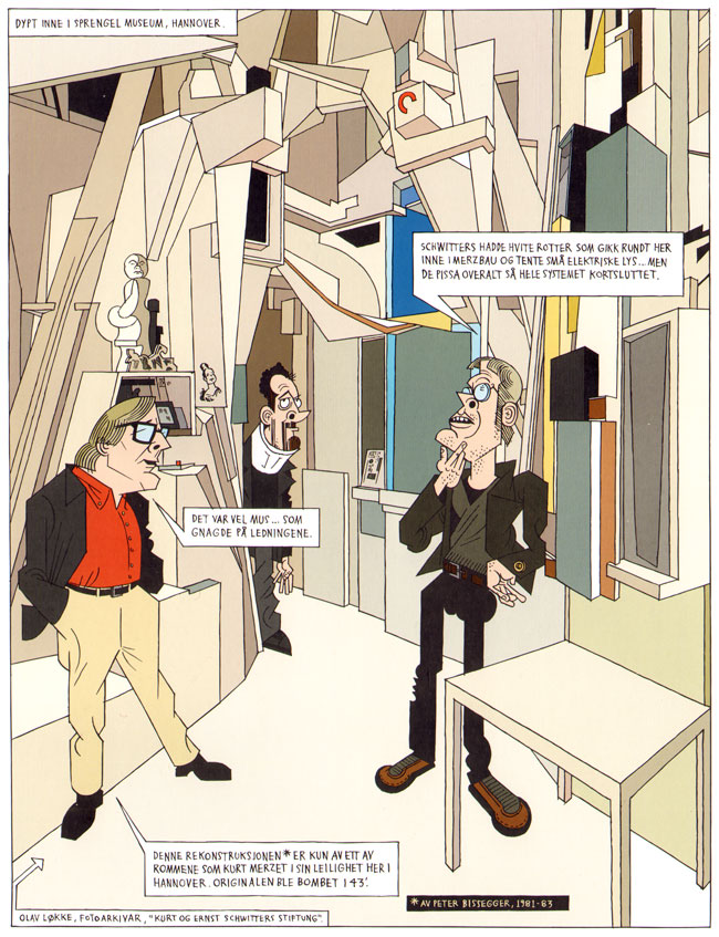 de twee tekenaars in hun eigen strip, in de merzbau van schwitters...