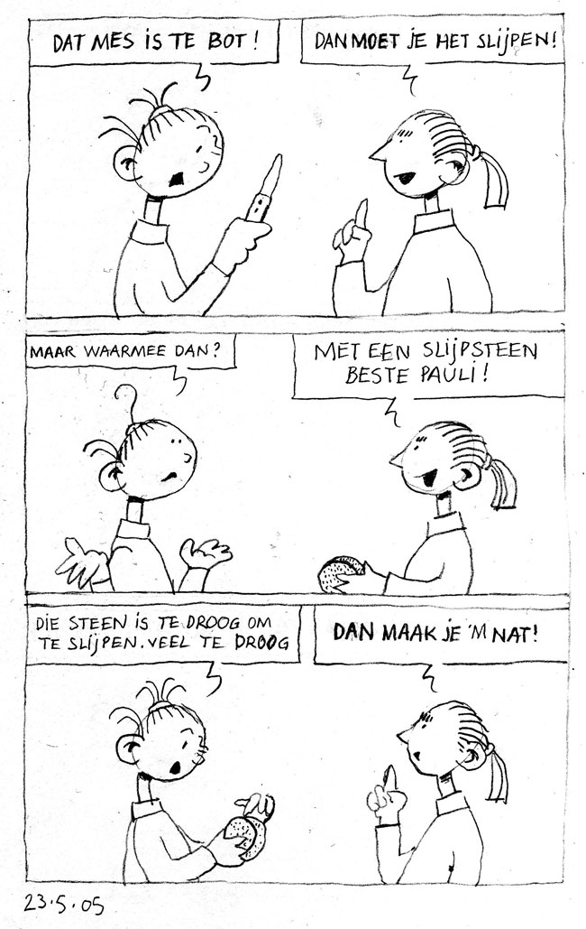 de slijpsteen is te droog...