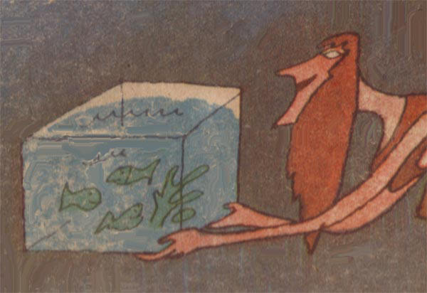 vrouw met vissenkom