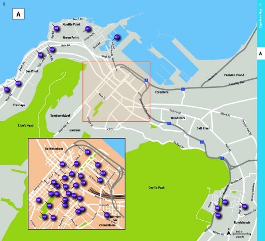 De kaarten zijn simpel, maar erg mooi, goed en overzichtelijk. Dit is de kaart van Kaapstad.