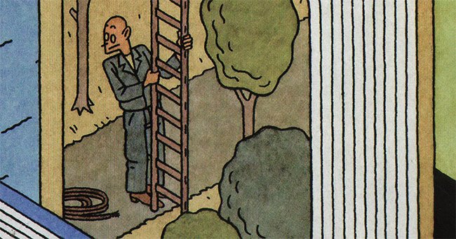 man met ladder en touw...