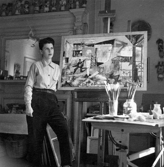 Sonja Sekula in de zomer van 1945 in New York Sonja Sekula in de zomer van 1945 in haar atelier in New York