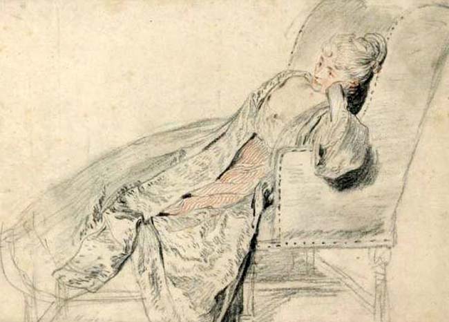 vrouw op chaise longue vrouw op chaise longue