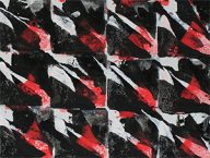 holly’s schilderijen zwart wit en rood