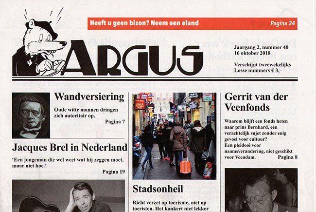 argus voorkant van de krant, dubbelgevouwen