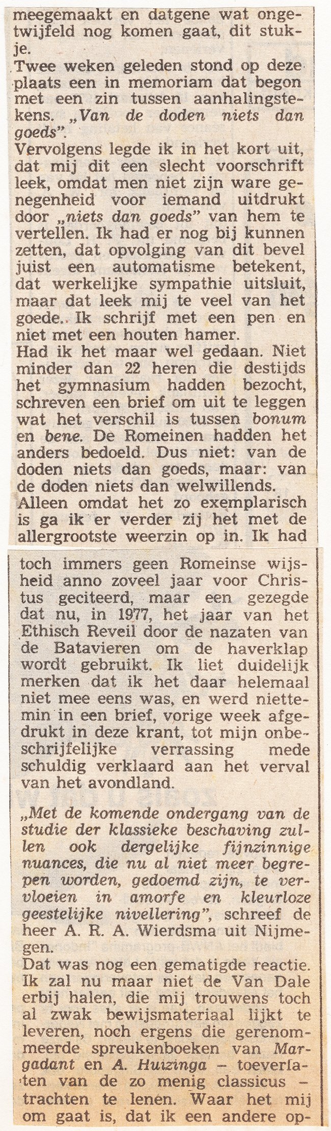 van de doden niets dan goeds
