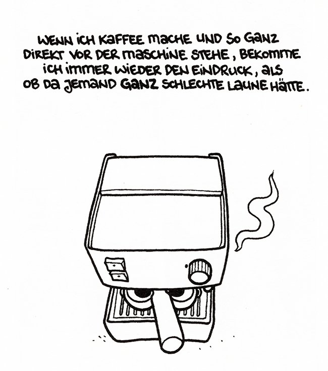 een slechtgehumeurde koffiemachine een slechtgehumeurde koffiemachine