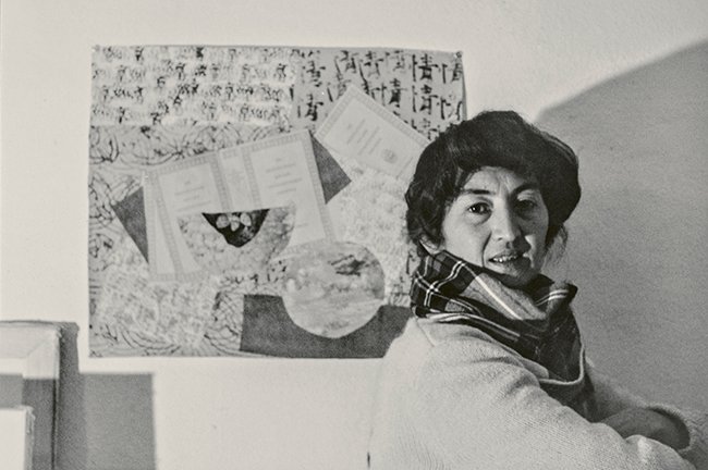Erna Yoshida Blenk voor een collage