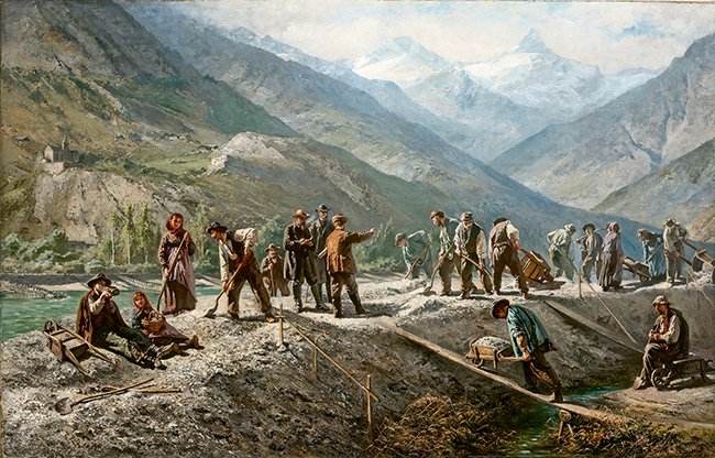 Correctie van de Rhône bij Raron Correctie van de Rhône bij Raron