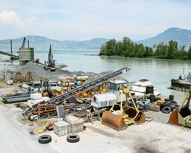 strandweg, aankomst van de Rhone bij het Meer van Geneve